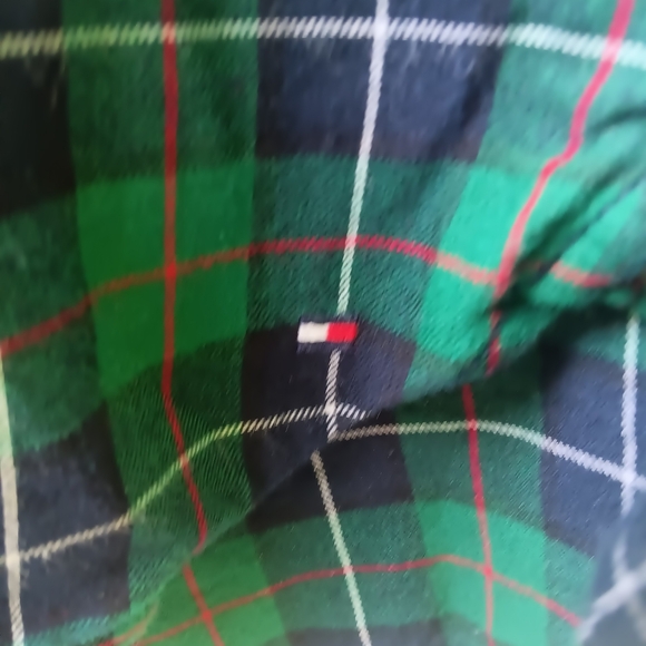 Tommy Hilfiger Women’s Green and Blue Plaid Long Sleeve Button-Up Shirt - Picture 3 of 7